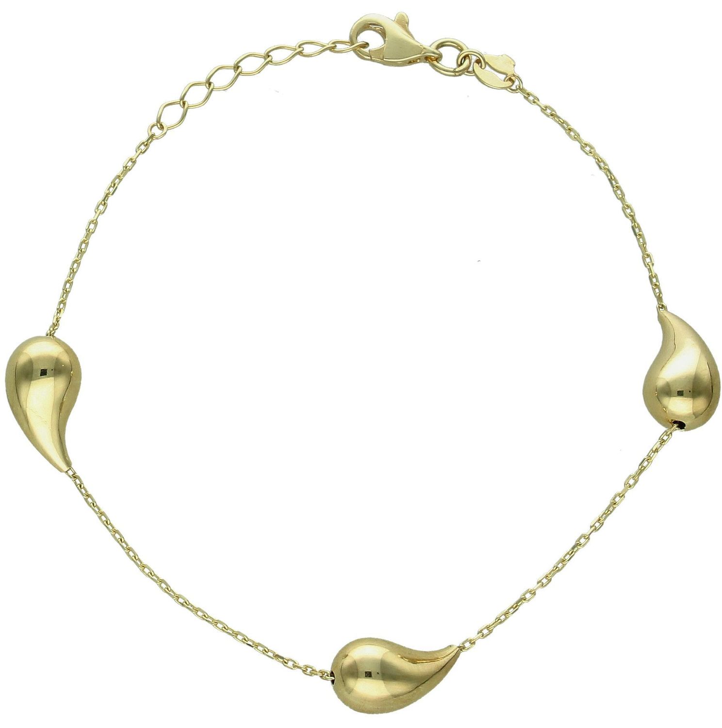 Bransoletka złota łezki próba 375, BR 8014 375 Złota bransoletka wykonana z 9 karatowego żółtego złota. Bransoletka to idealny pomysł na prezent. Złota biżuteria o oryginalnym wzorze z trzema łezkami 2.jpg